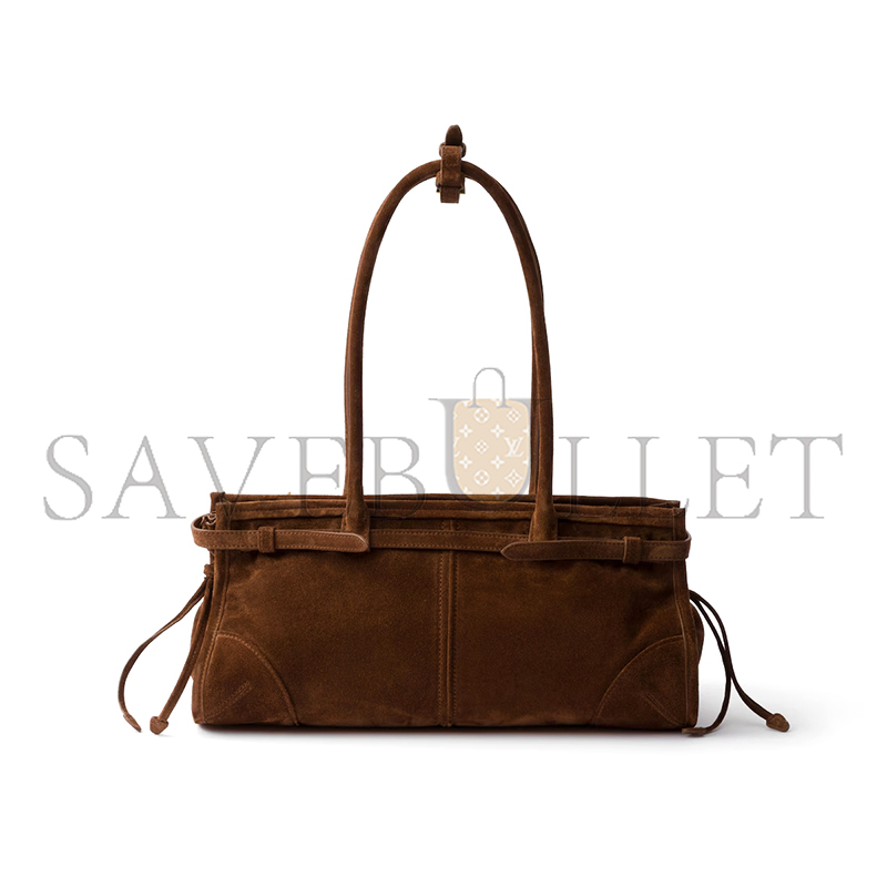 PRADA BONNIE MEDIUM SUEDE HANDBAG 1BA426 (32*15.5*12cm)